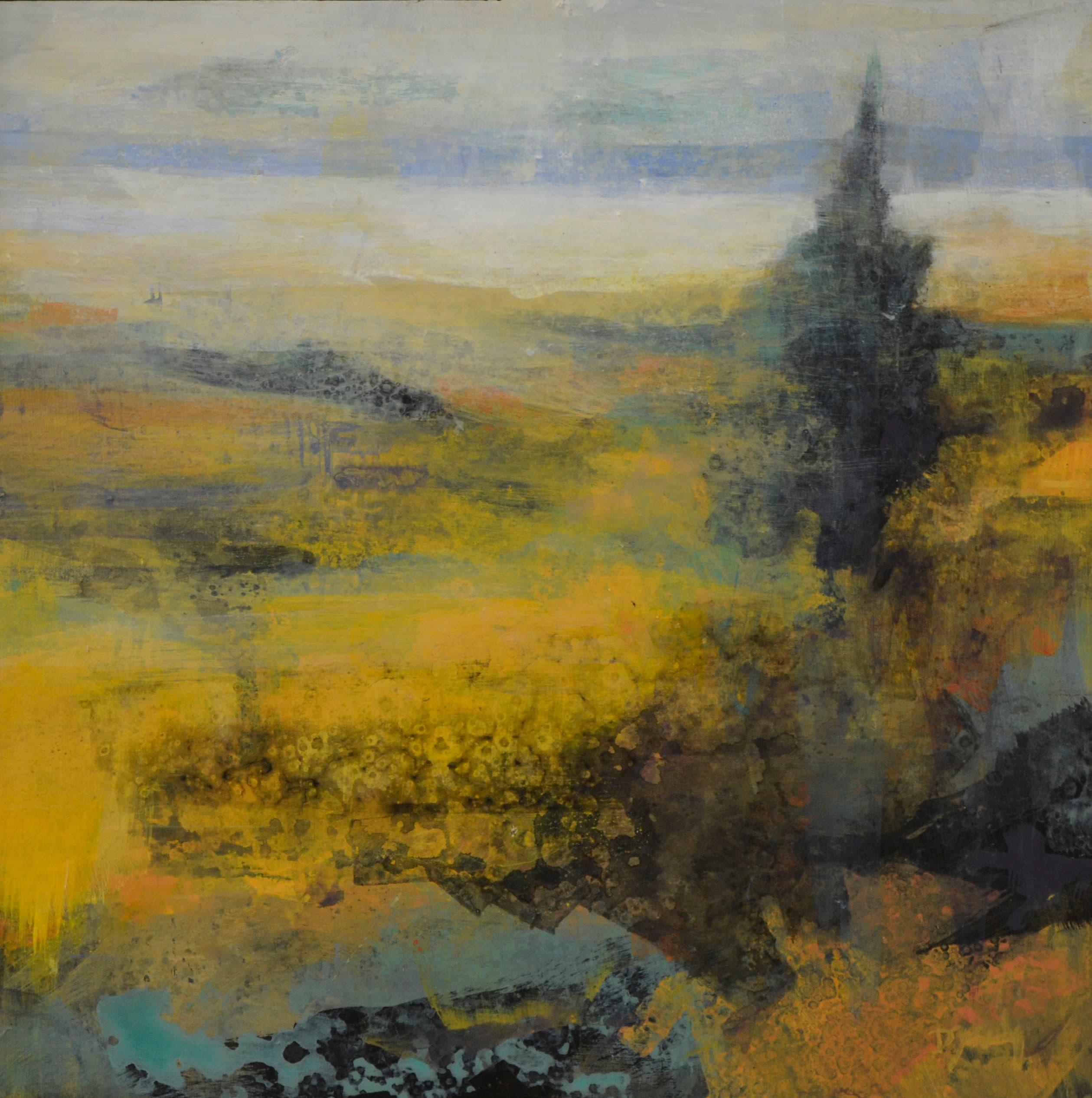 lone tree, coulee, soft, layers