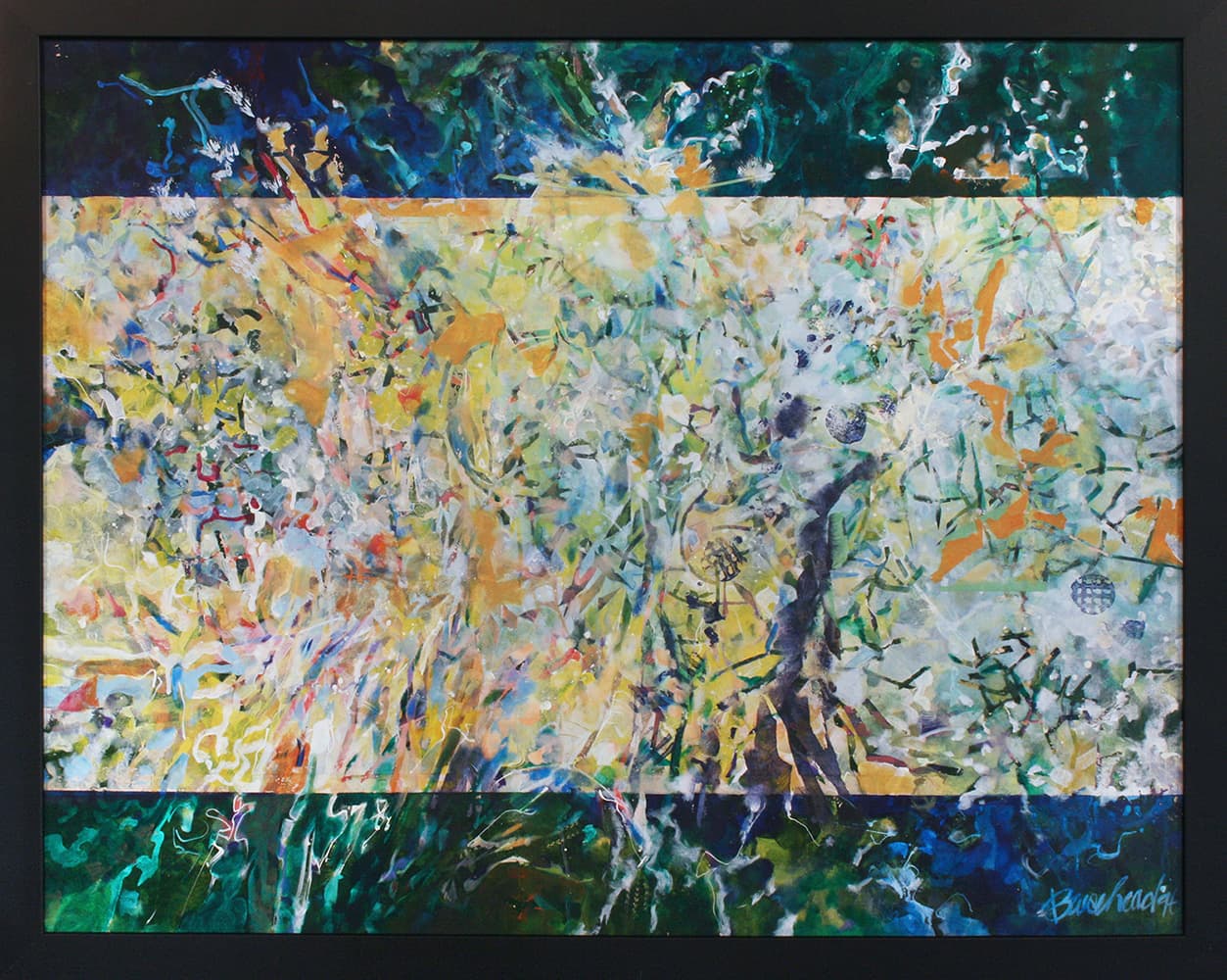 Abstraction, Canadian abstract painter, green, horizon, bright, bold, ocean