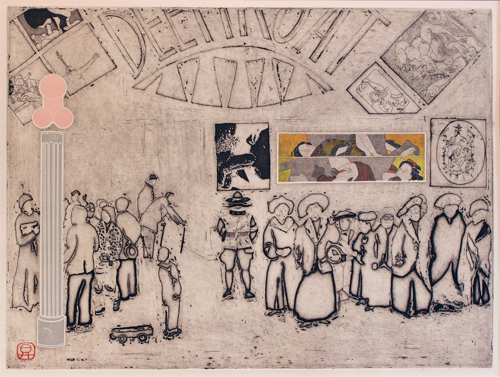 salon, art museum, racy, tease, making fun, detailed