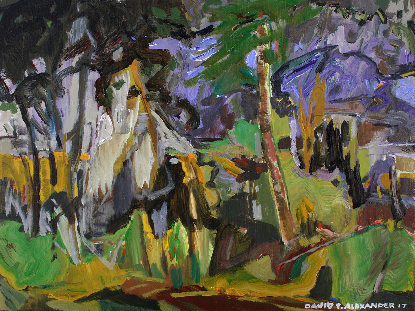 British Columbia, Saskatchewan, Purple, Trees, green, impressionism