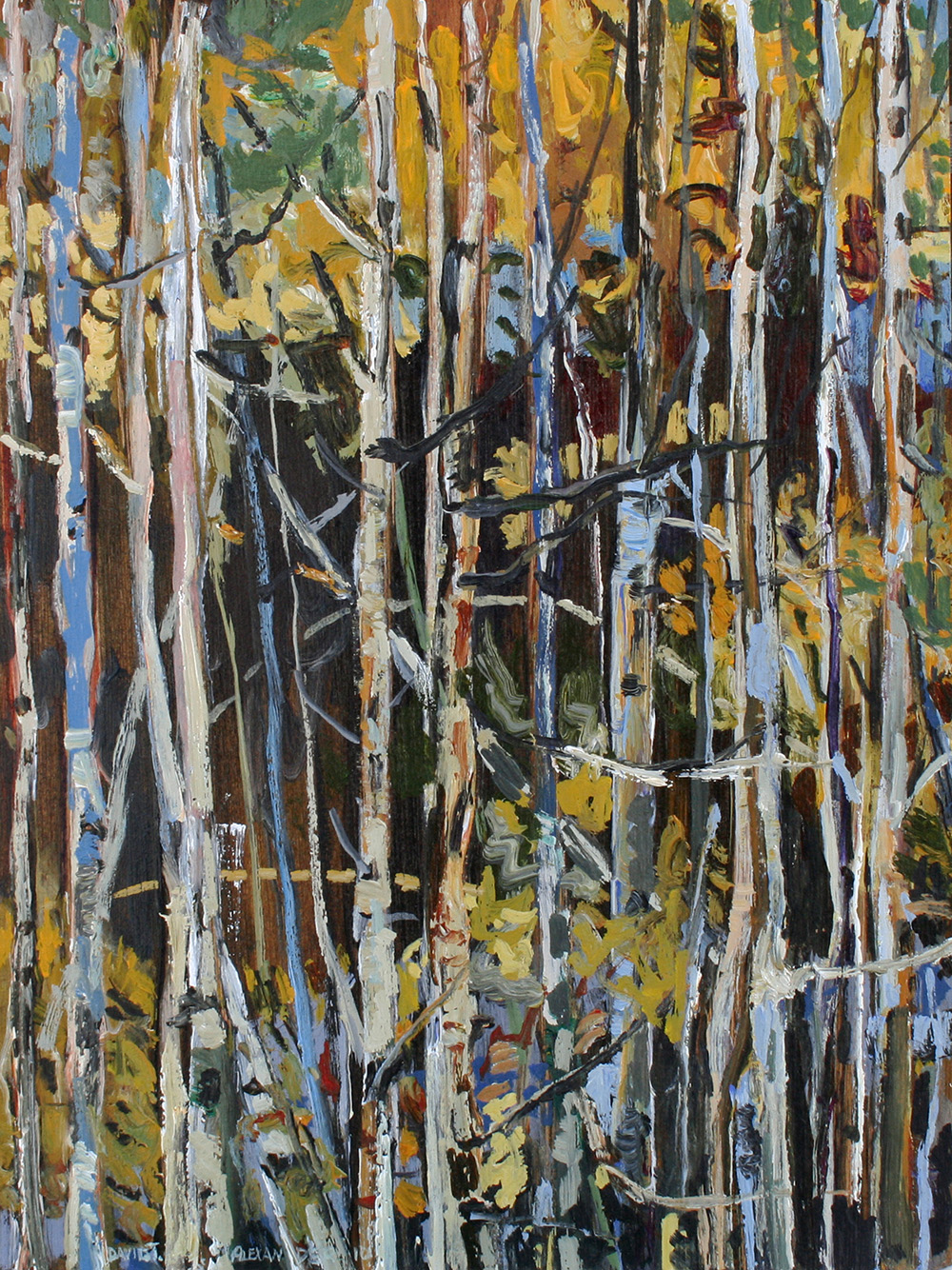 British Columbia, Saskatchewan, forest, yellow, fall, green, impressionism, Autumn