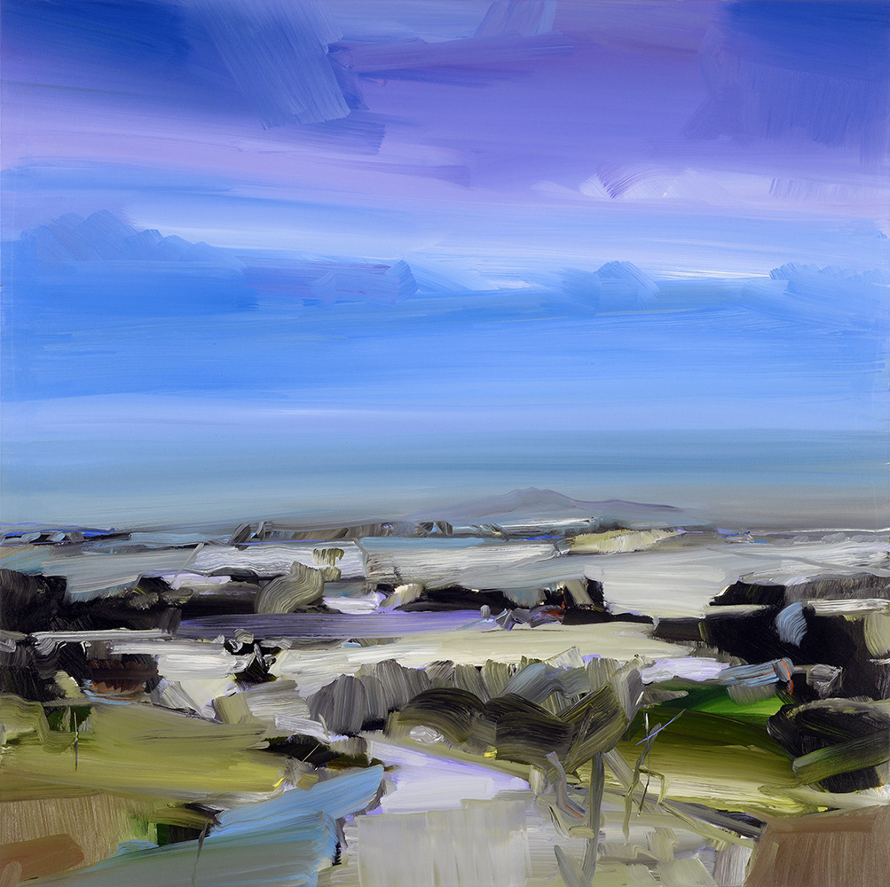 oil, landscape, stark, abstraction, Ontario, United Kingdom, bold, blue & purple skies