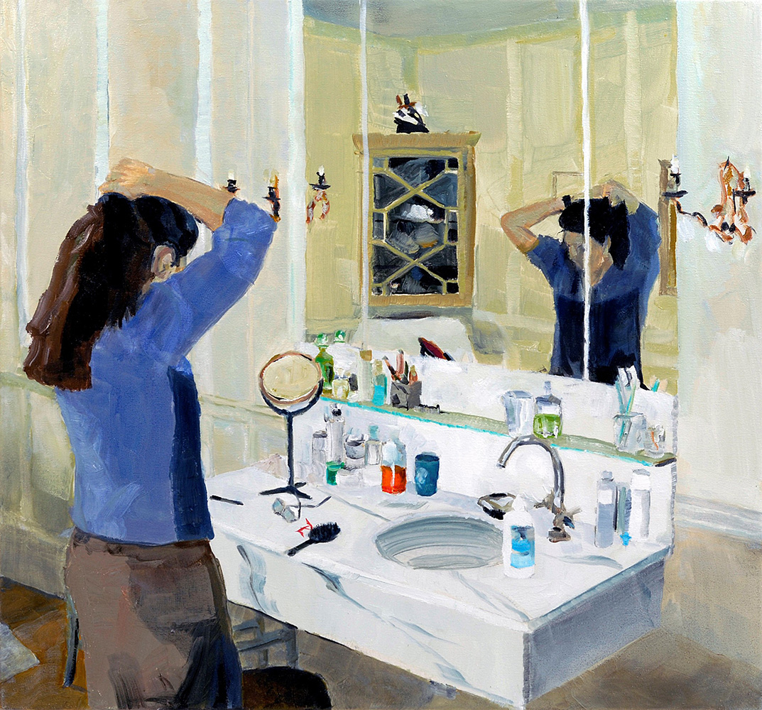 Interior, abstracted, Ontario artist, girl, bathroom