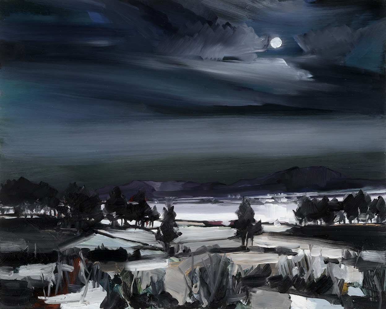 nocturne, dramatic, landscape, painterly, bold, oil, landscape, stark, abstraction, Ontario, United Kingdom, bold, dark skies, winter
