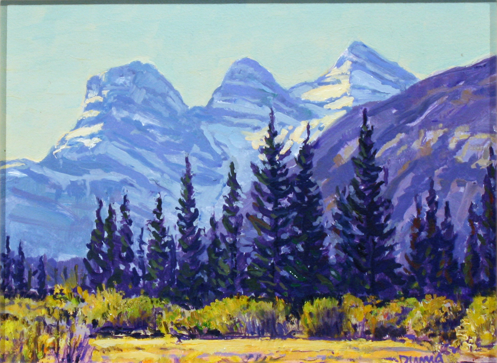 Alberta landscape, Group of Seven, Calgary artist, panorama, Kananaskis, mountains, fall, river, winter