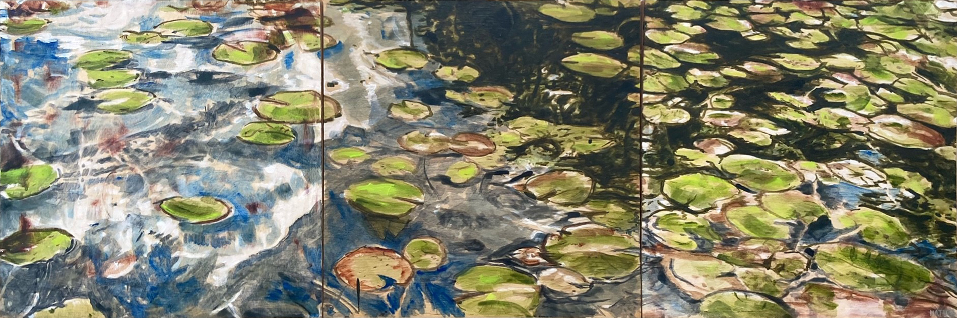 water, water reflections, resin, Quebec artist, reflections, lily pads, ripples, LGBTQ2+