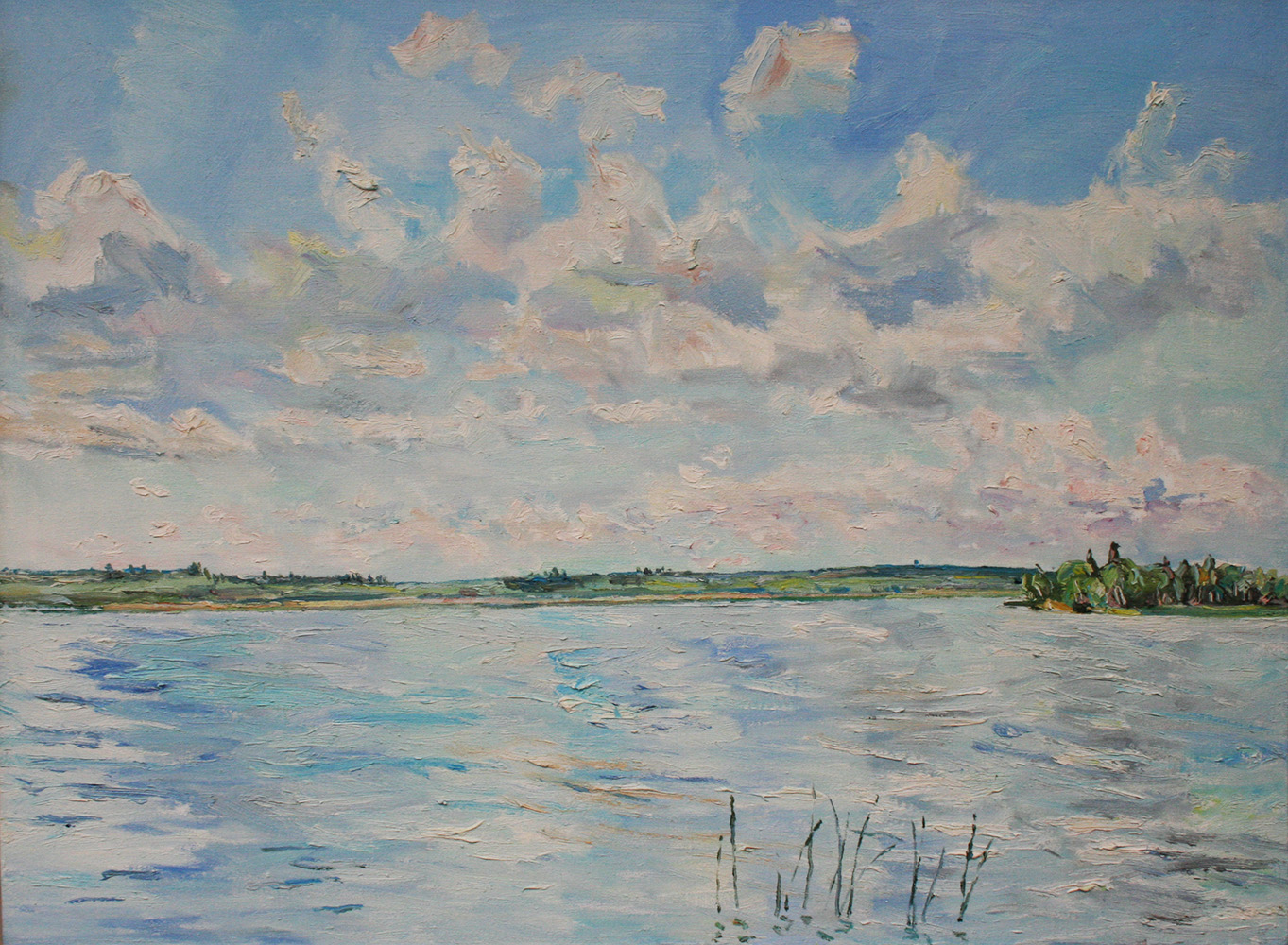 Emma Lake, Saskatoon, Saskatchewan, river, lake, clouds, sky, impressionism