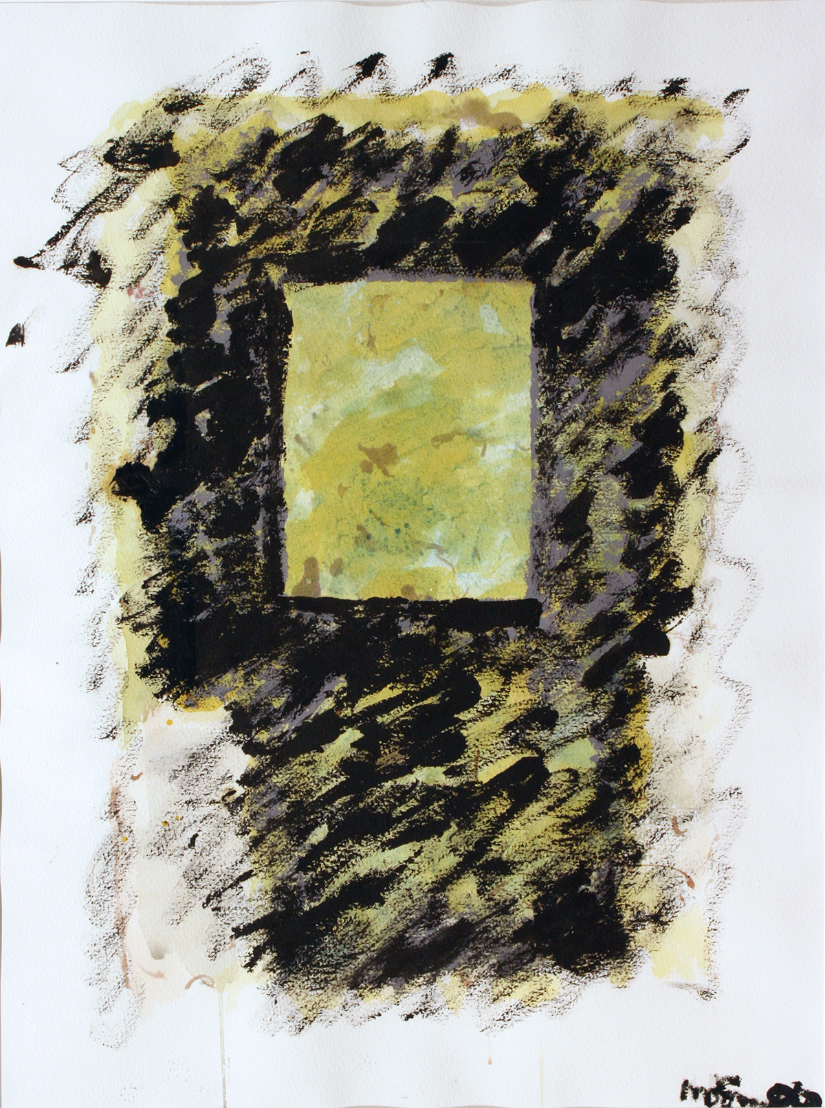 abstraction, abstract expressionism, Montreal, watercolor, black, wash, box, gold