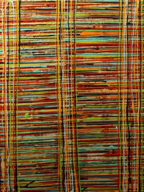 abstraction, colorful, yellow, red, pick-up sticks, Calgary artist