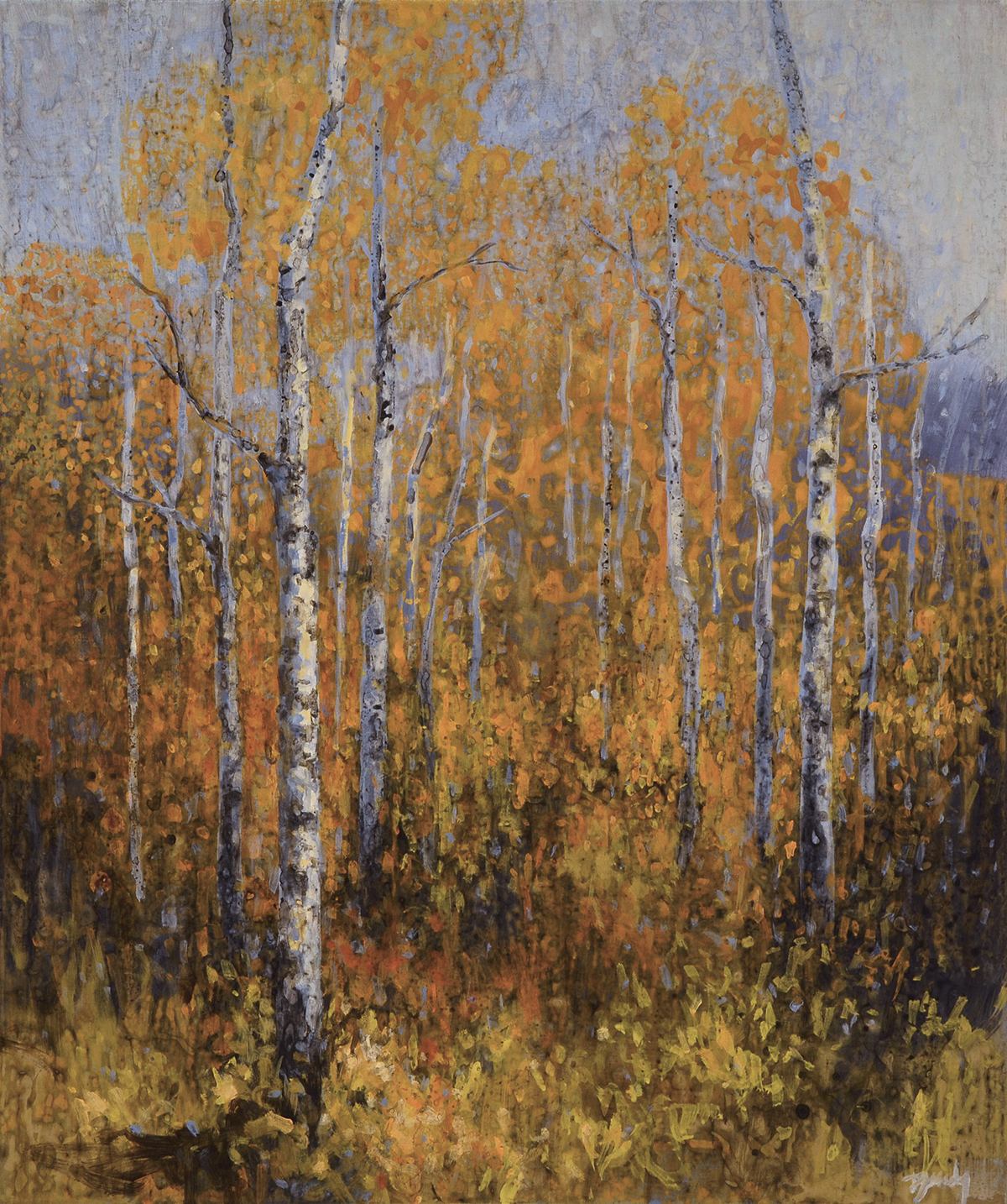 Alberta artist, landscape painter, birches, fall, autumn